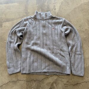 Men's Vintage 90s Polo Ralph Lauren Gray Half-Zip Sweater